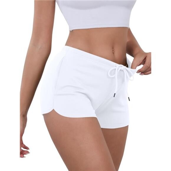Women Comfy Workout Athletic Dolphin Shorts White - Picture 1 of 5